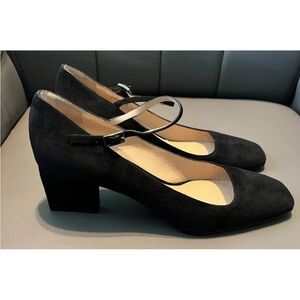 Emporio Armani Black Suede Block Heels 37 7 M